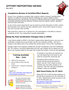 EFFORT REPORTING NEWS!  Compliance Review of Certified Effort Reports