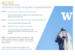 UPCOMING COURSES IN RESEARCH ADMINISTRTATION