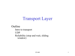 Transport Layer Outline Intro to transport UDP