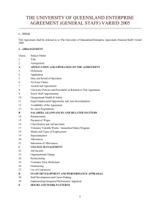 THE UNIVERSITY OF QUEENSLAND ENTERPRISE AGREEMENT (GENERAL STAFF) VARIED 2005