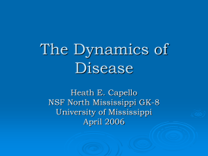 The Dynamics of Disease Heath E. Capello NSF North Mississippi GK-8