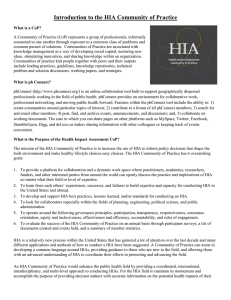 Introduction to the HIA Community of Practice