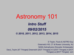 Astronomy 101 Intro Stuff 09/02/2015 © 2010, 2011, 2012, 2013, 2014, 2015