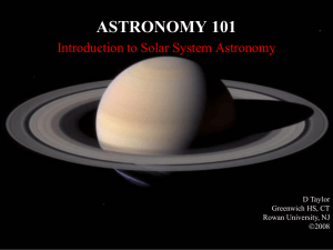 ASTRONOMY 101 Introduction to Solar System Astronomy D Taylor Greenwich HS, CT