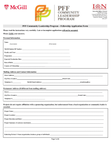 PFF Community Leadership Program – Fellowship Application Form