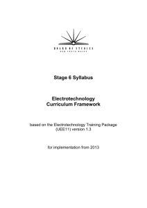 Stage 6 Syllabus Electrotechnology Curriculum Framework
