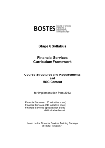 Stage 6 Syllabus Financial Services Curriculum Framework