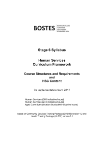 Stage 6 Syllabus Human Services Curriculum Framework