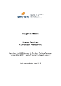 Stage 6 Syllabus Human Services Curriculum Framework