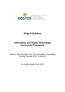 Stage 6 Syllabus Information and Digital Technology Curriculum Framework