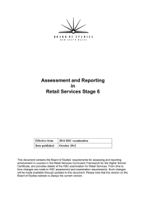 Assessment and Reporting in Retail Services Stage 6