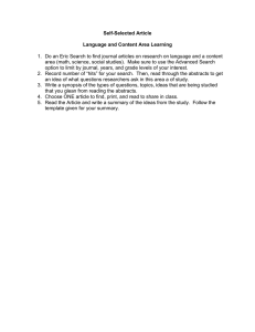 Self-Selected Article  Language and Content Area Learning