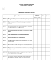 Life Skills Outcomes Worksheet Higher School Certificate  Design and Technology Life Skills