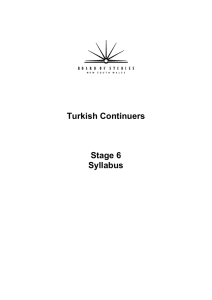 Turkish Continuers Stage 6 Syllabus