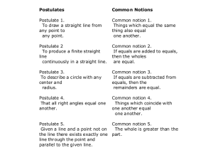 Postulates Common Notions Postulate 1. Common notion 1.