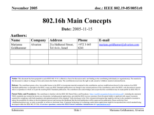 802.16h Main Concepts Date: Authors: doc.: IEEE 802.19-05/0051r0