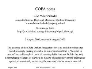 COPA notes Gio Wiederhold