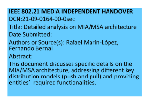 IEEE 802.21 MEDIA INDEPENDENT HANDOVER DCN:21-09-0164-00-0sec Title: Detailed analysis on MIA/MSA architecture