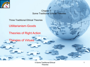 Utilitarianism-Goods Theories of Right Action Theories of Virtues Chapter 5