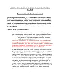 MSIDT PROGRAM PERFORMANCE REVIEW –FACULTY TEAM RESPONSE FALL, 2013