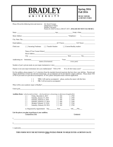 Please fill out the following form and return to: ... Department of Music Bradley University