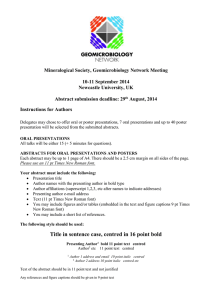 Mineralogical Society, Geomicrobiology Network Meeting 10-11 September 2014 Newcastle University, UK