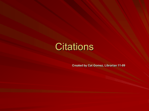 Citations Created by Cat Gomez, Librarian 11-09