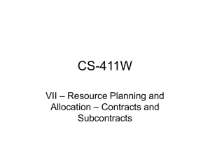 CS-411W – Resource Planning and VII – Contracts and