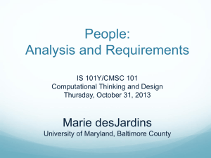 People: Analysis and Requirements Marie desJardins