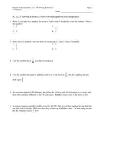 A2.A.23: Solving Rationals: Solve rational equations and inequalities
