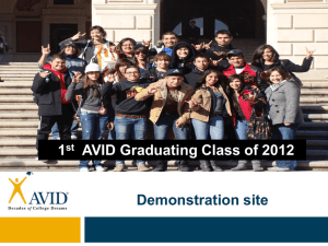 Demonstration site 1 AVID Graduating Class of 2012 st