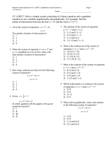 Regents Exam Questions CC.A.REI.7: Quadratic-Linear Systems 1 Page 1 Name: __________________________________