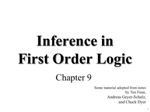 Inference in First Order Logic Chapter 9 Andreas Geyer-Schulz,