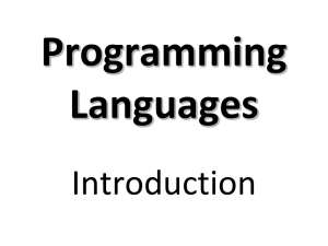 Programming Languages Introduction