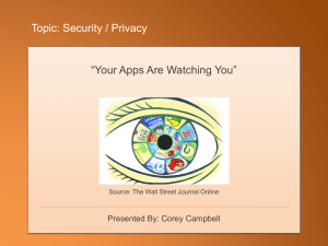 Topic: Security / Privacy “Your Apps Are Watching You”