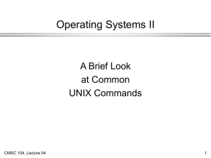Operating Systems II A Brief Look at Common UNIX Commands