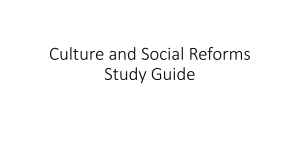 Culture and Social Reforms Study Guide