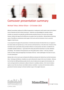 Comcover presentation summary Michael Tehan, Minter Ellison – 23 October 2013