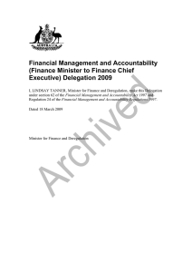 Financial Management and Accountability (Finance Minister to Finance Chief Executive) Delegation 2009