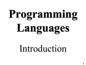 Programming Languages Introduction 1