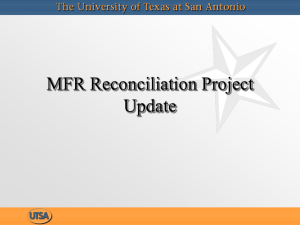 MFR Reconciliation Project Update