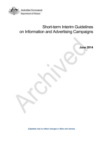 Short-term Interim Guidelines on Information and Advertising Campaigns June 2014