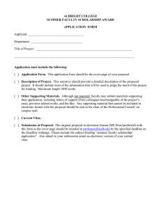 ALBRIGHT COLLEGE SUMMER FACULTY SCHOLARSHIP AWARD APPLICATION  FORM