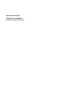 Department of Finance  FINANCIAL STATEMENTS for the period ended 30 June 2014