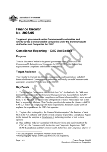 Finance Circular No. 2008/05 Compliance Reporting