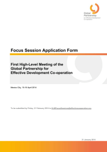 Focus Session Application Form First High-Level Meeting of the Global Partnership for