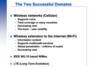 The Two Successful Domains Wireless networks (Cellular)