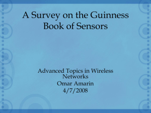 A Survey on the Guinness Book of Sensors Advanced Topics in Wireless Networks