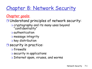 Chapter 8: Network Security Chapter goals: Understand principles of network security: