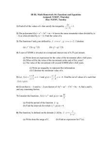 IB HL Math Homework #4: Functions and Equations Assigned: 9/20/07, Thursday
